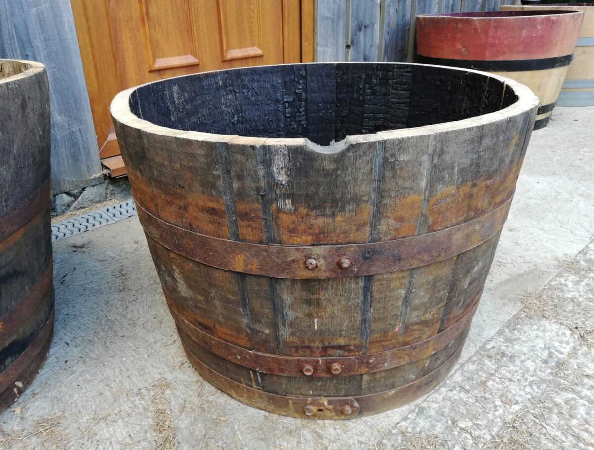 Oak Whisky Half Barrel Planters