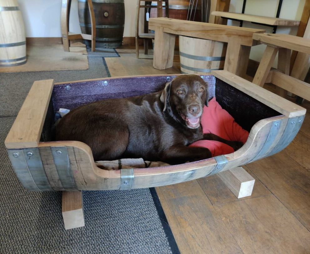 Oak Wine Barrel Dog Bed
