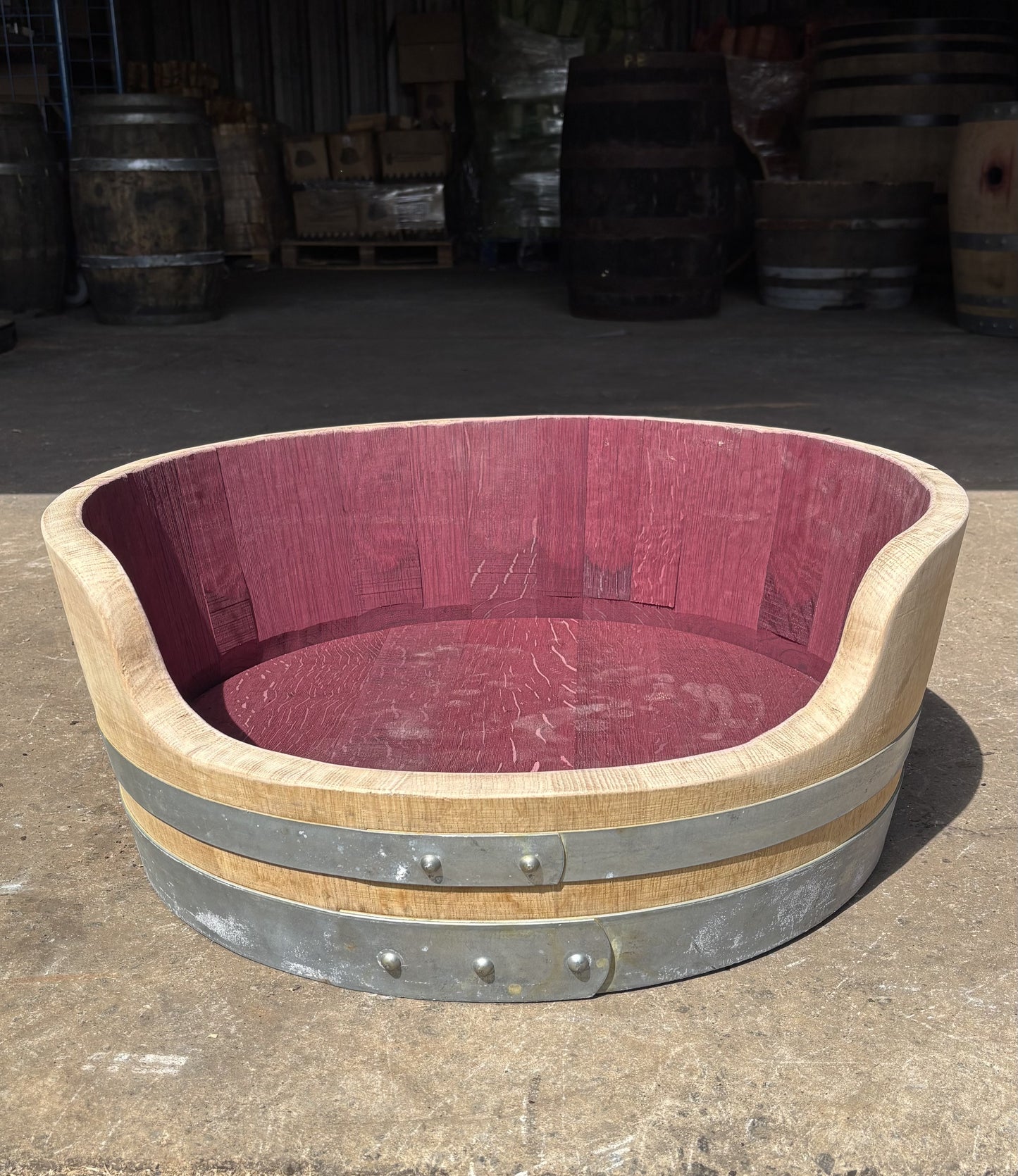 Oak Wine Barrel Dog Bed