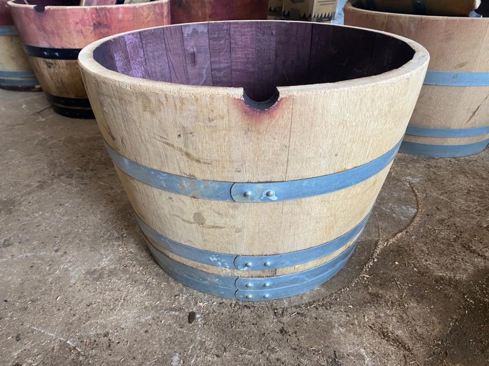 Oak Wine Barrel Planters