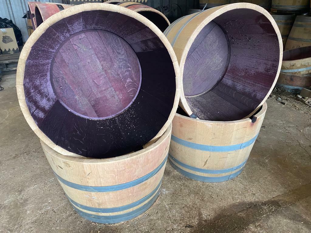 Oak Wine Barrel Planters