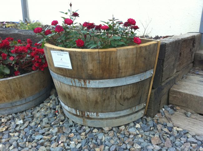 Quarter Flat Back Oak Wine Barrel Planter