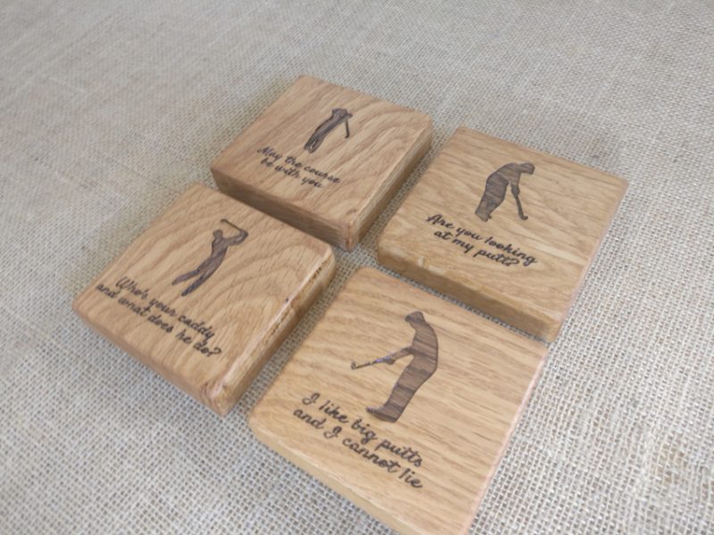 Pack of 4 Hand-Crafted Customised Oak Coasters - Laser Engraved