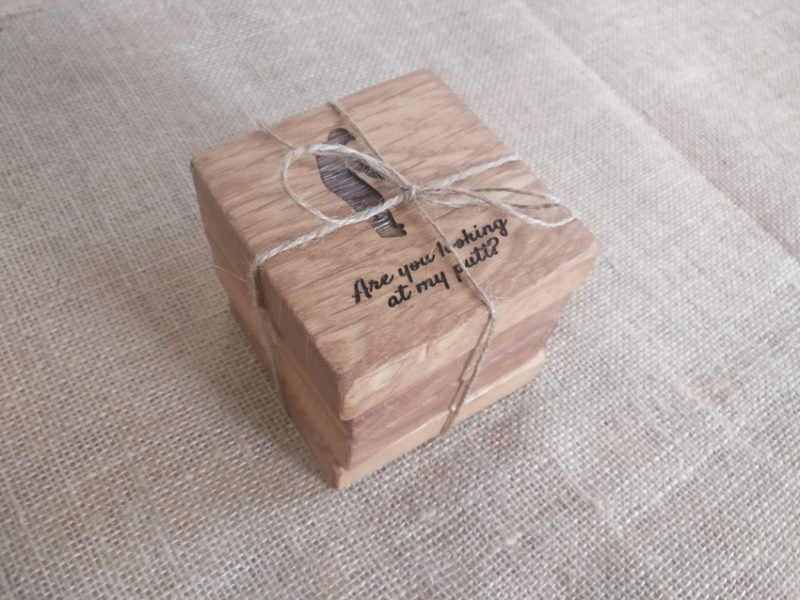 Pack of 4 Hand-Crafted Customised Oak Coasters - Laser Engraved