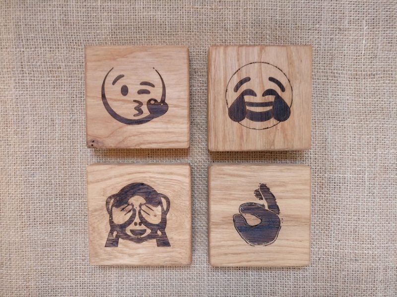 Pack of 4 Hand-Crafted Customised Oak Coasters - Laser Engraved