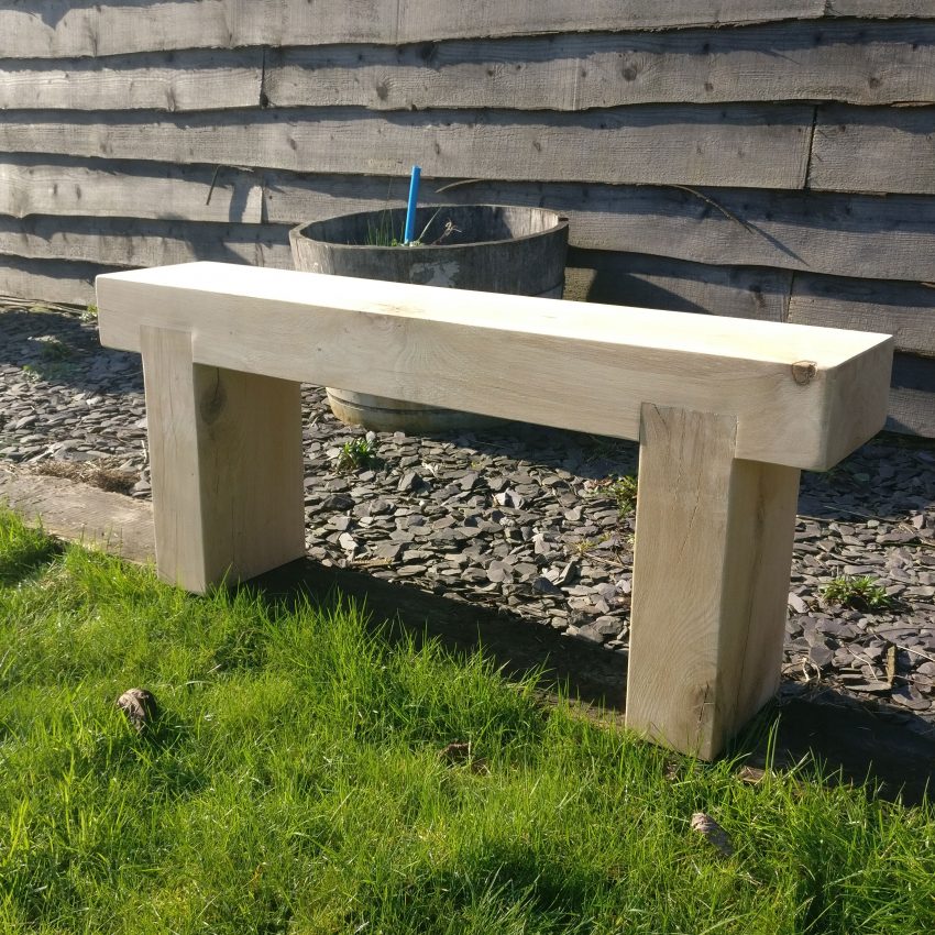 Solid Oak Beam Garden Bench