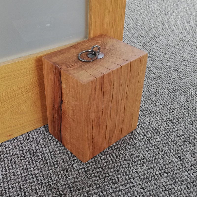 Oak Beam Door Stop with Iron Handle