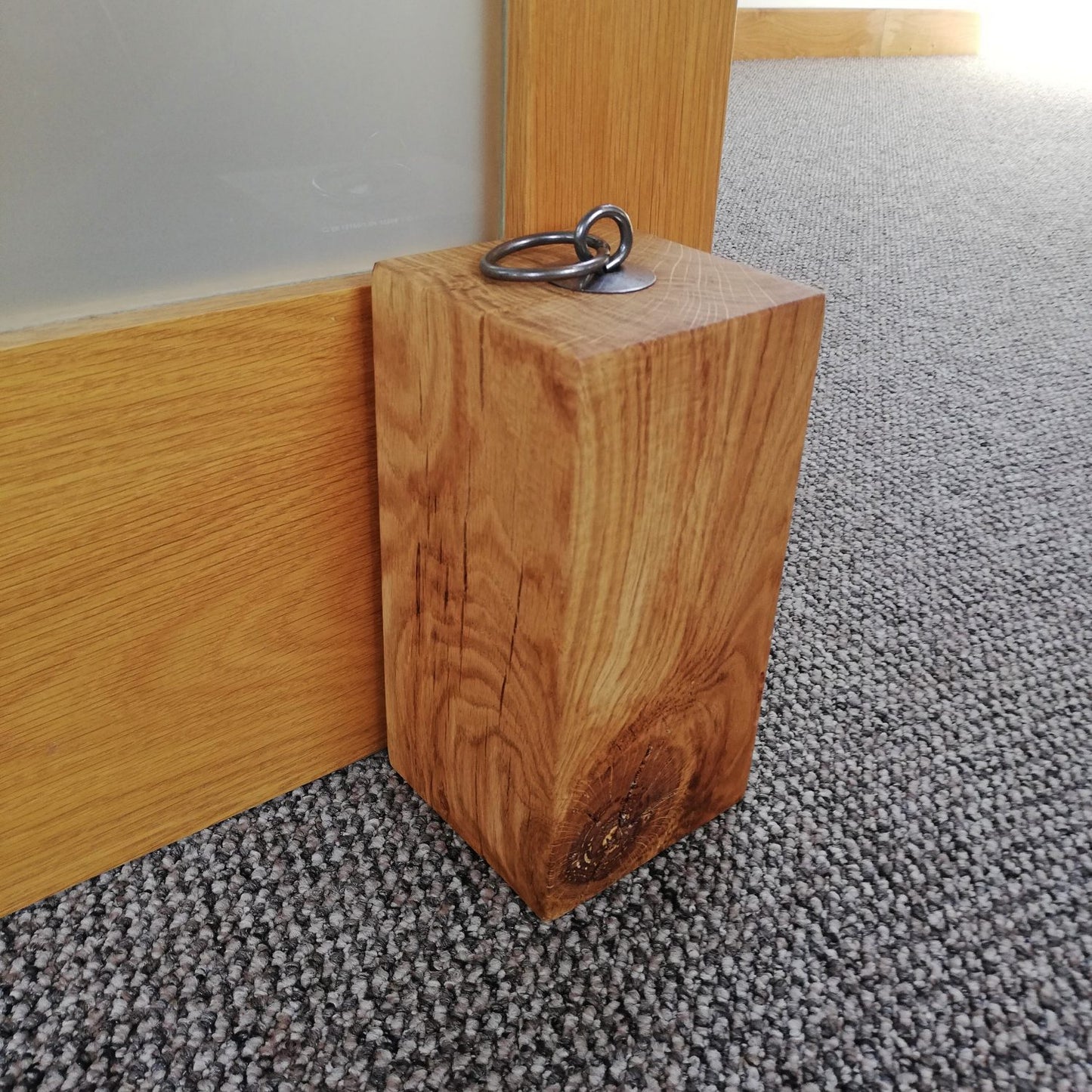 Oak Beam Door Stop with Iron Handle