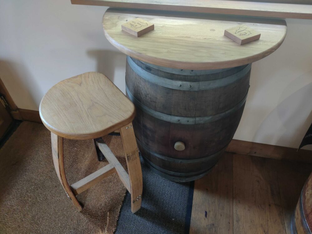 Round Wine Barrel Table with Handmade Barrel Stools
