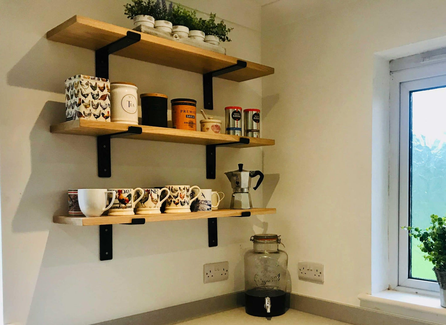 Oak Shelves with Brackets & Oils