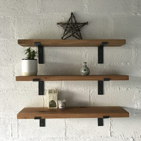 Oak Shelves with Brackets & Oils - Cut to Order Shelving, Custom Sizes