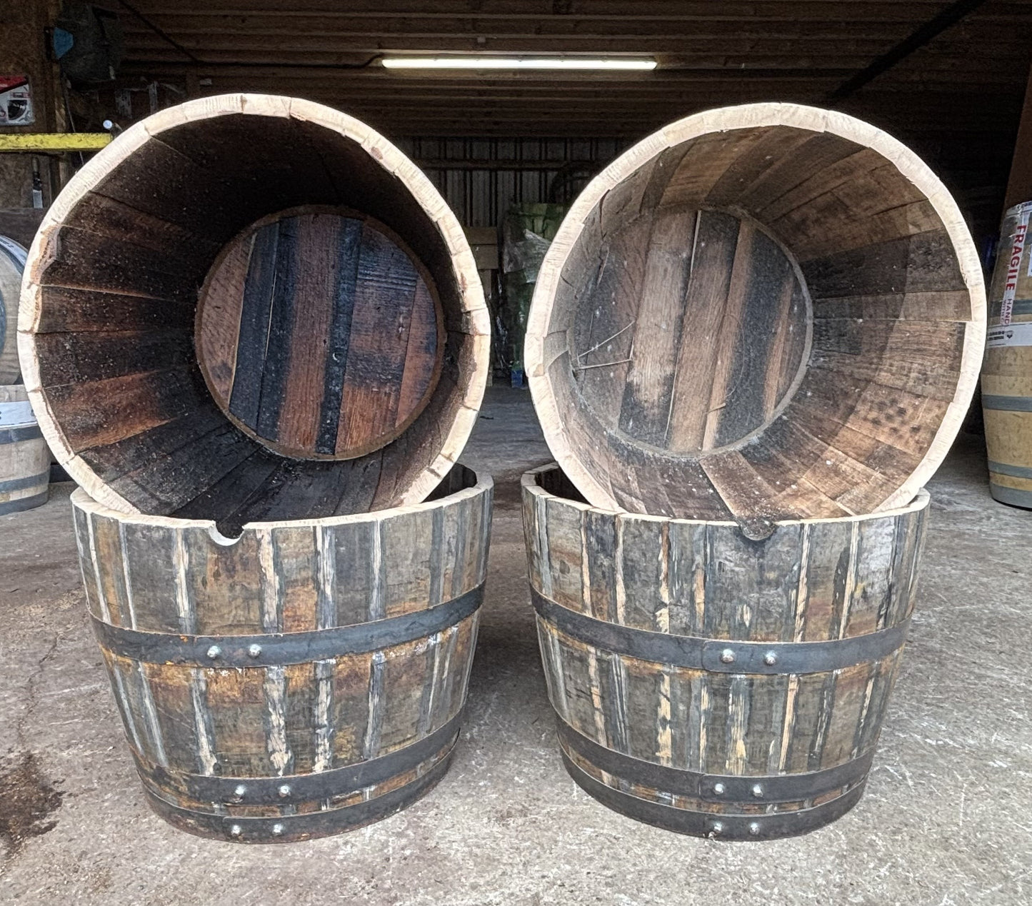 Oak Whisky Half Barrel Planters