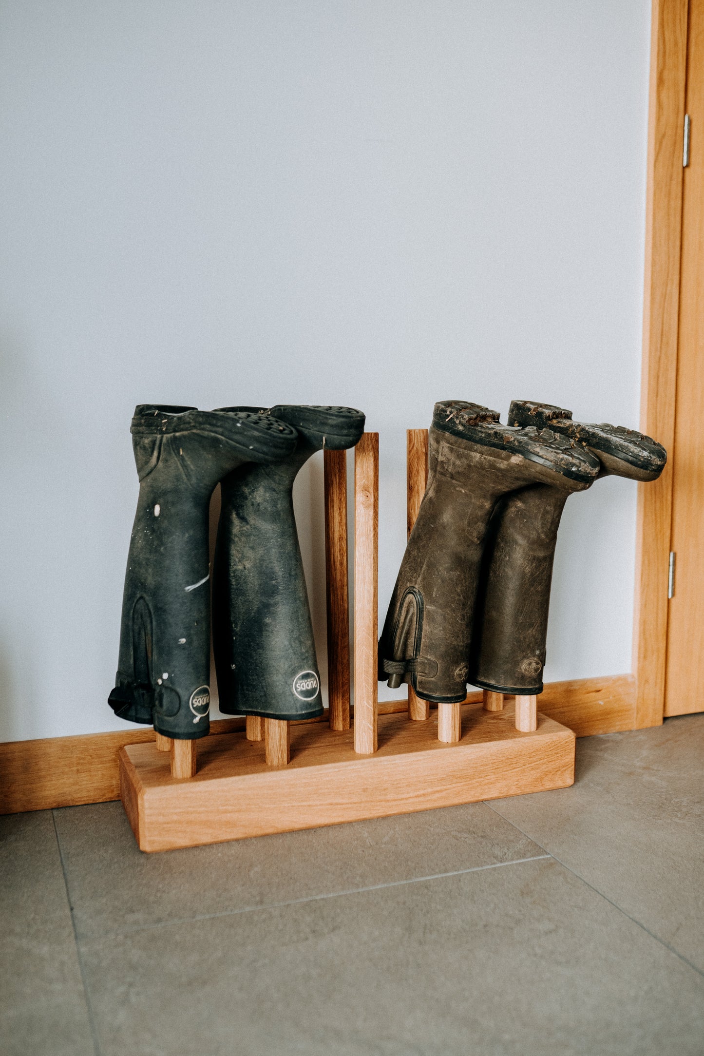 Solid Oak Welly Rack Stand