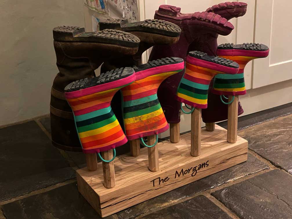 Solid Oak Welly Rack Stand