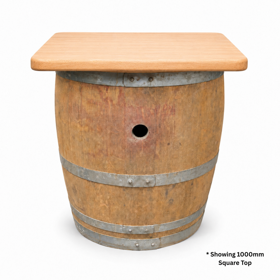 
                      
                        Round Wine Barrel Table with Handmade Barrel Stools
                      
                    