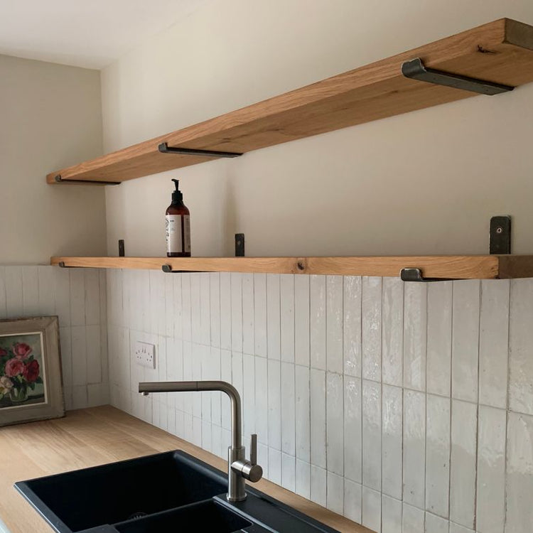 Oak Shelves with Brackets & Oils - Cut to Order Shelving, Custom Sizes