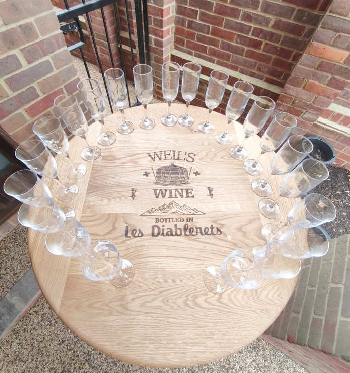 Round Wine Barrel Table with Handmade Barrel Stools