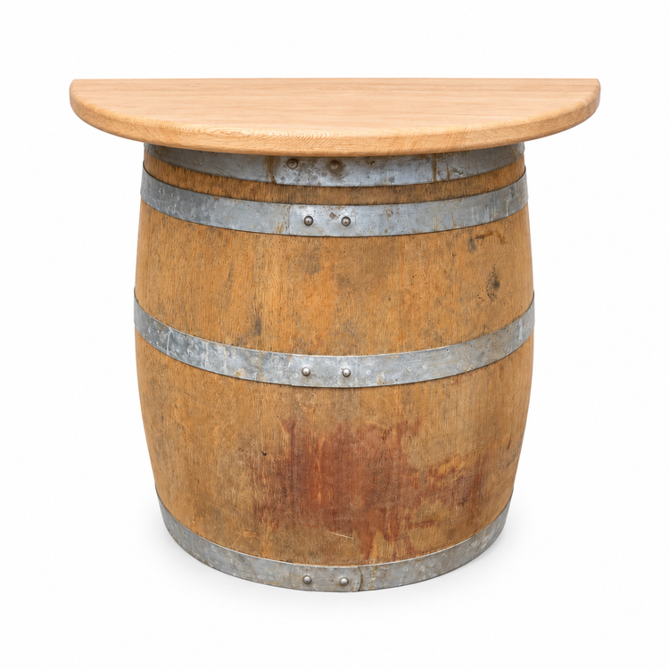 Half Wine Barrel Wall Table
