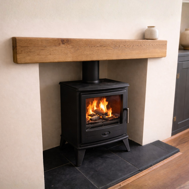 Decorative Oak Fire Place Beam | Solid Oak Fascia Lintel (Holes Pre-Drilled for Supplied Key Hole Brackets) | Celtic Timber UK