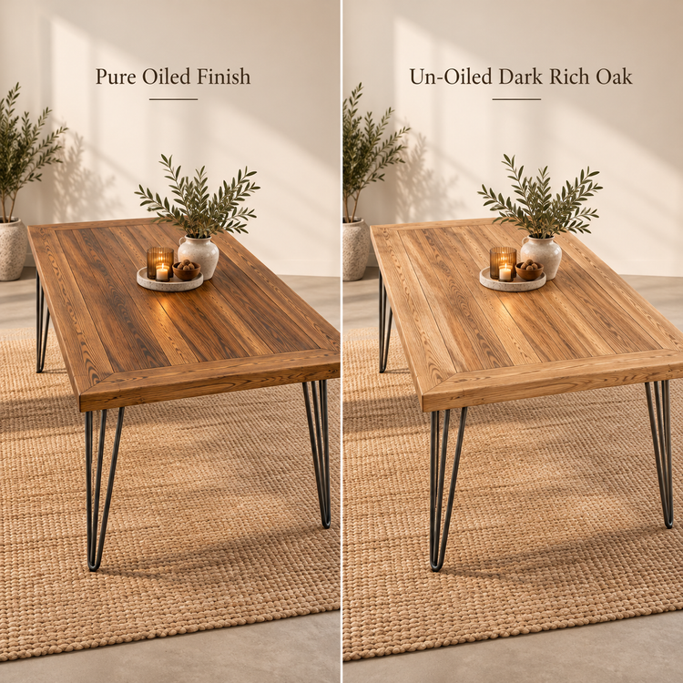Solid Oak Hairpin Leg Table – Modern Industrial Table