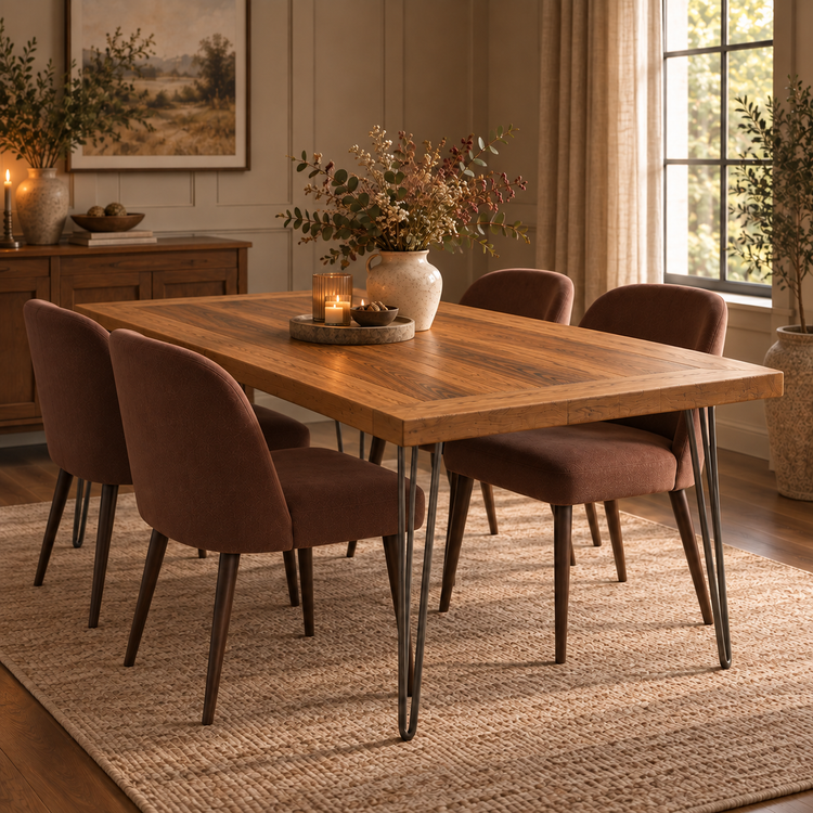 Solid Oak Hairpin Leg Table – Modern Industrial Table