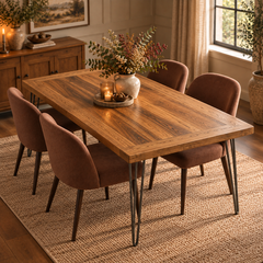Solid Oak Hairpin Leg Table – Modern Industrial Table