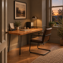 Solid Oak Hairpin Desk – Handmade Oak Office Desk