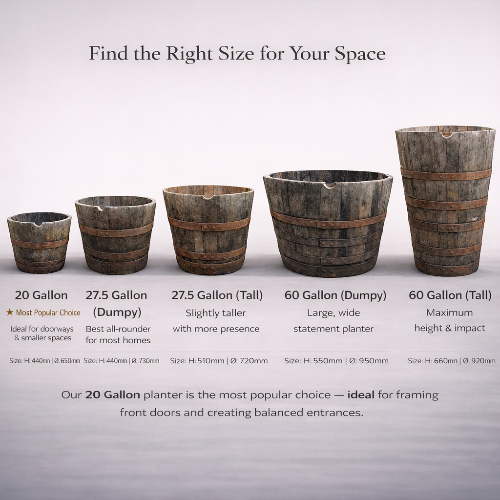 
                      
                        Genuine Scotch Oak Whisky Half Barrel Planters
                      
                    