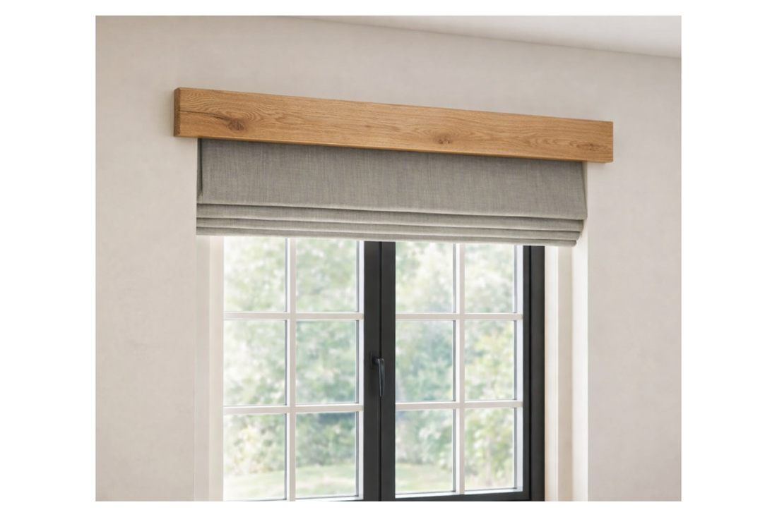 Decorative Oak Window Beam | Solid Oak Fascia Lintel (Holes Pre-Drilled for Supplied Key Hole Brackets) | Celtic Timber UK