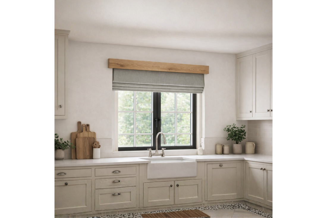 Decorative Oak Window Beam | Solid Oak Fascia Lintel (Holes Pre-Drilled for Supplied Key Hole Brackets) | Celtic Timber UK