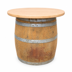 Round Wine Barrel Table with Handmade Barrel Stools