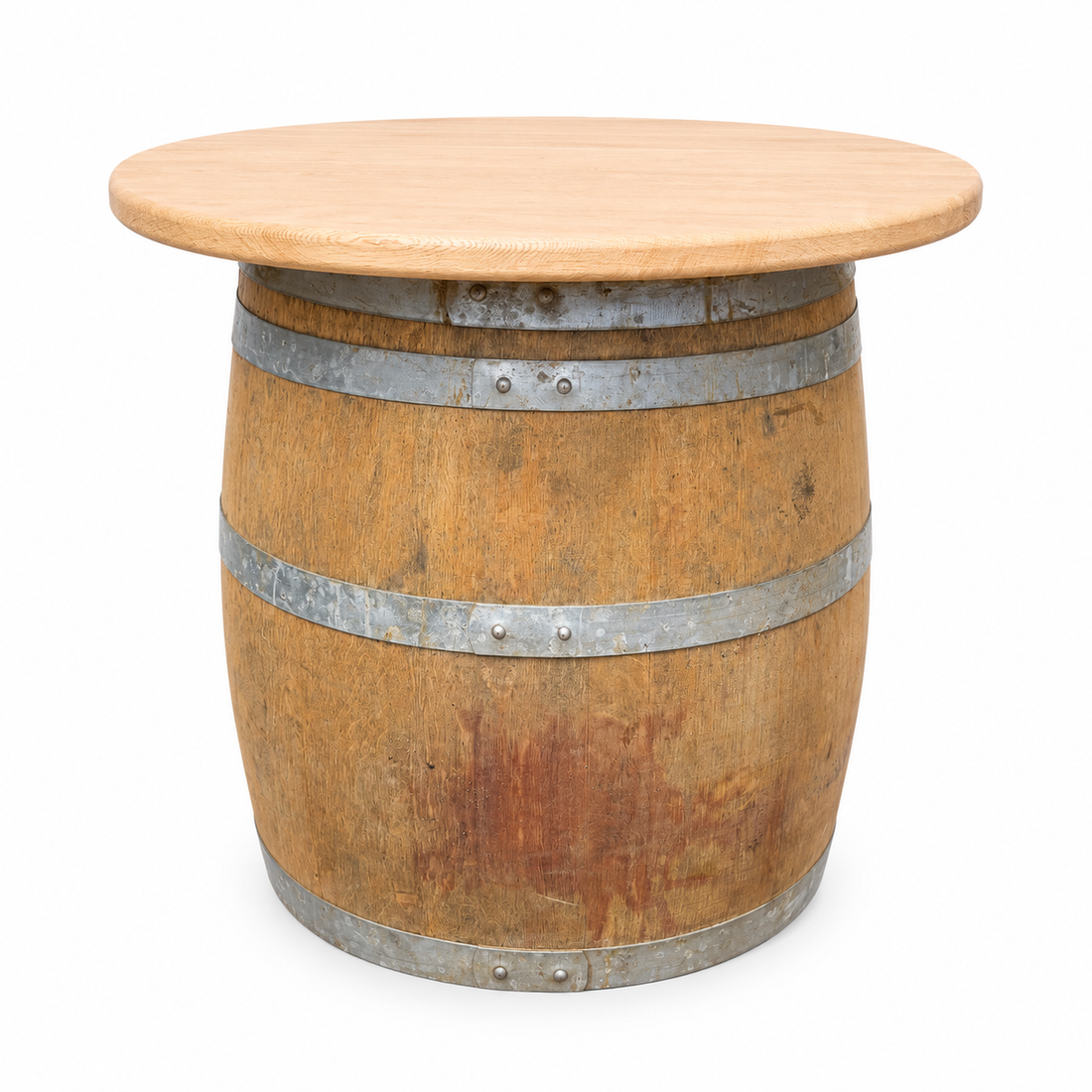 
                      
                        Round Wine Barrel Table with Handmade Barrel Stools
                      
                    