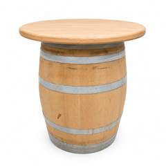 Round Wine Barrel Table with Handmade Barrel Stools