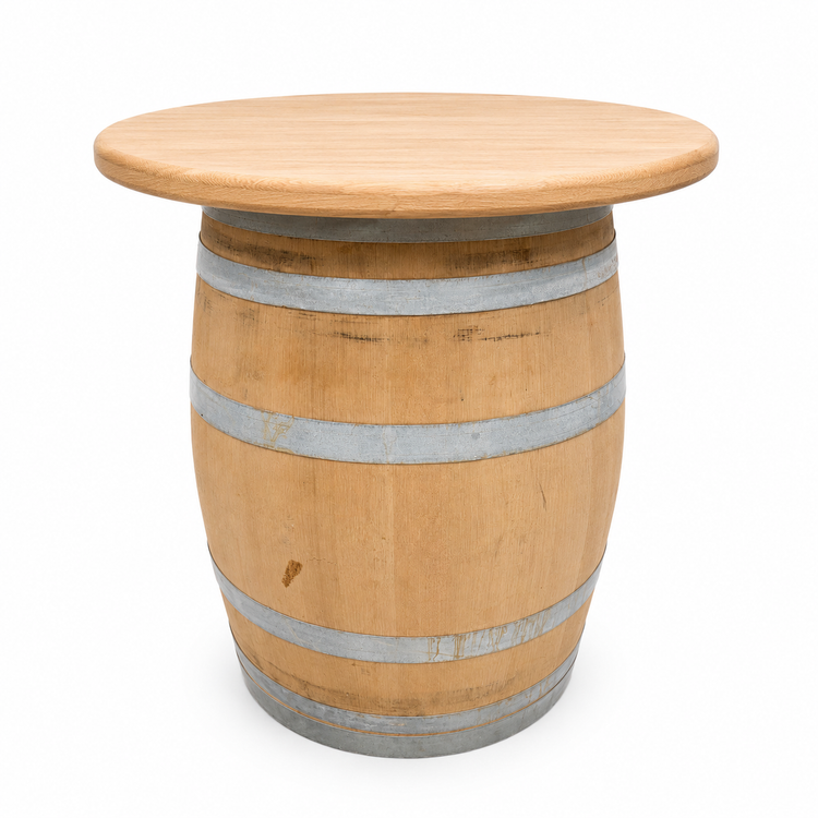 Round Wine Barrel Table with Handmade Barrel Stools