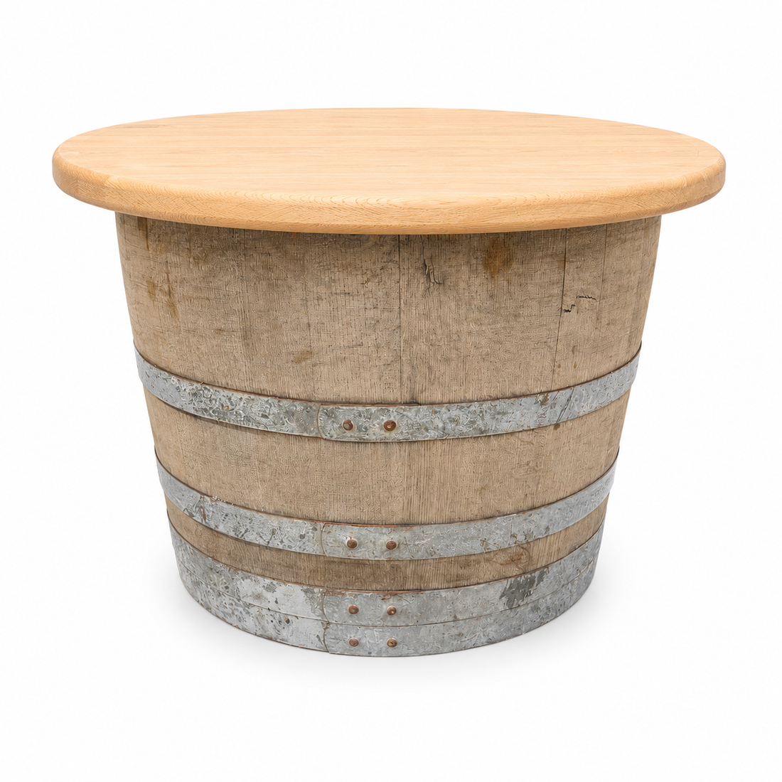 
                      
                        Round Wine Barrel Table with Handmade Barrel Stools
                      
                    