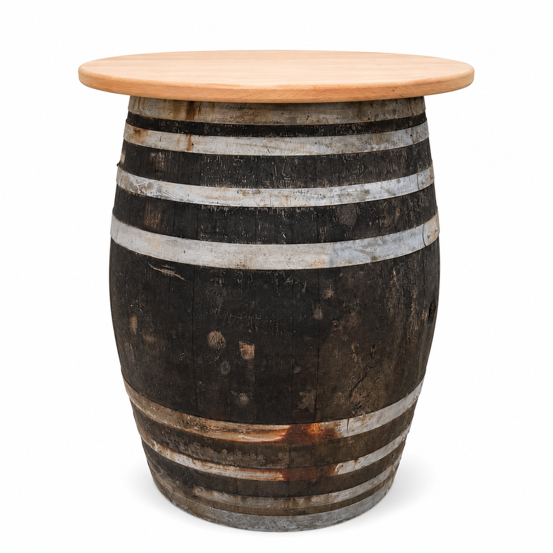
                      
                        Round Wine Barrel Table with Handmade Barrel Stools
                      
                    