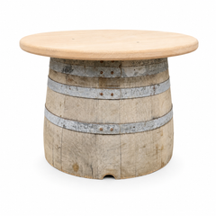 Round Wine Barrel Table with Handmade Barrel Stools
