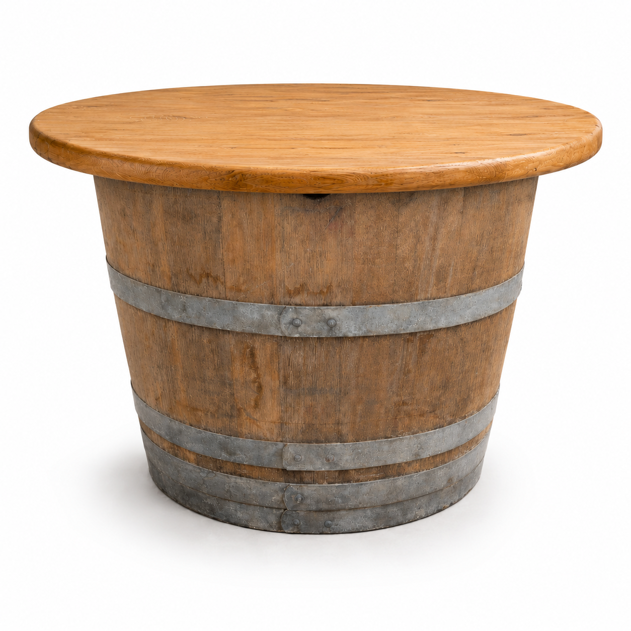 Round Wine Barrel Table with Handmade Barrel Stools