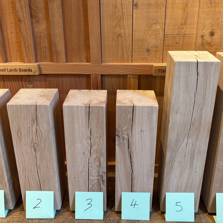 Solid Oak Beam Drinks Table / Lamp Stand