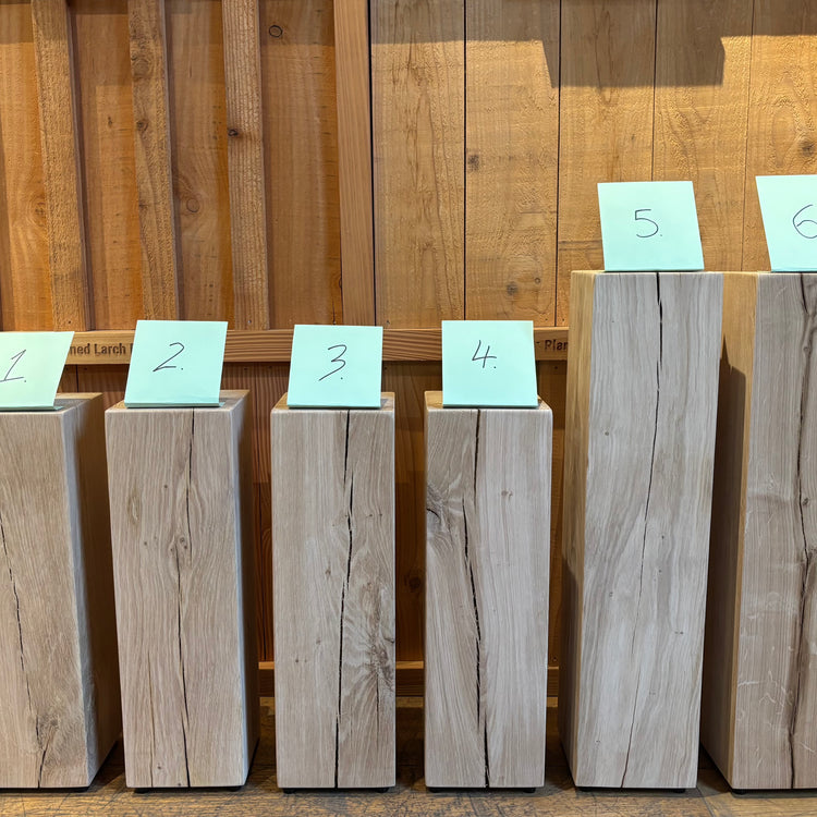 Solid Oak Beam Drinks Table / Lamp Stand