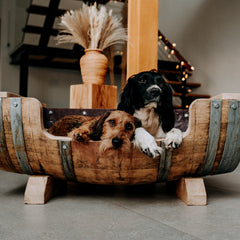 Oak Wine Barrel Dog Bed