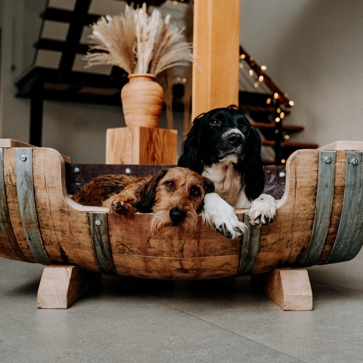 Oak Wine Barrel Dog Bed