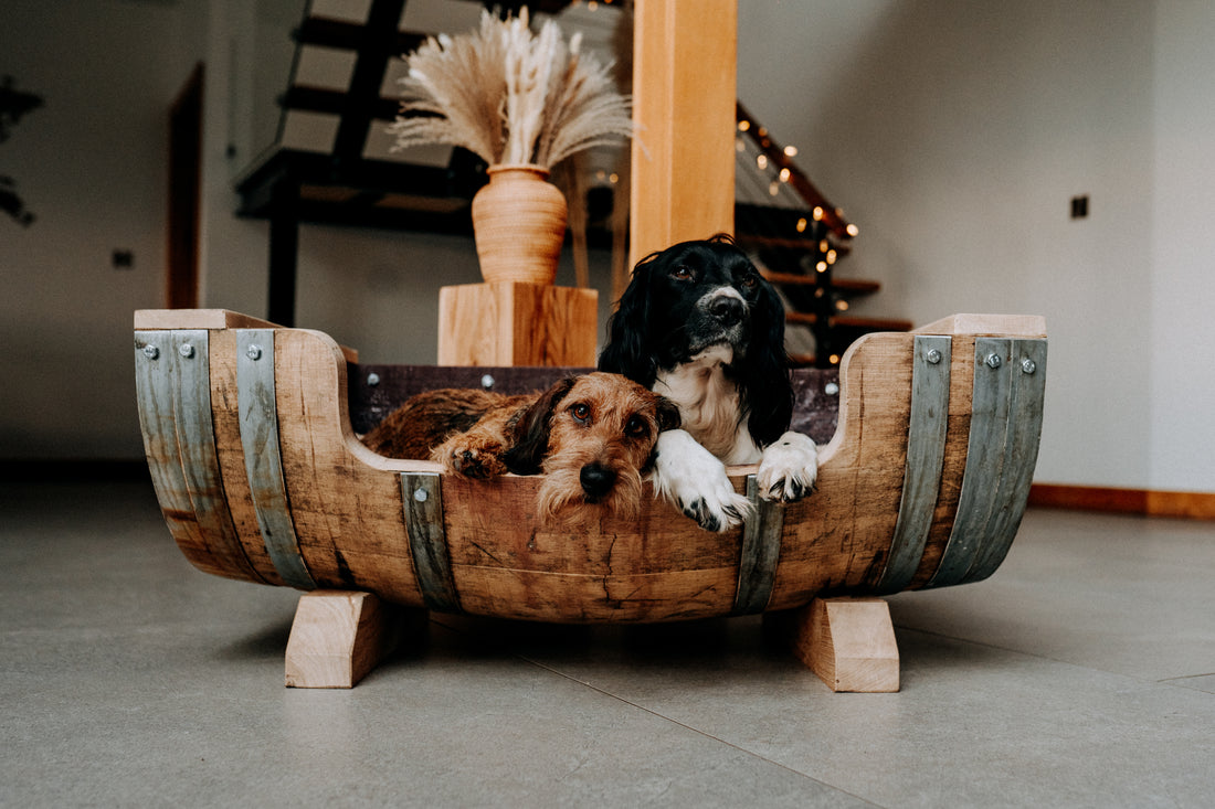 Oak Wine Barrel Dog Bed