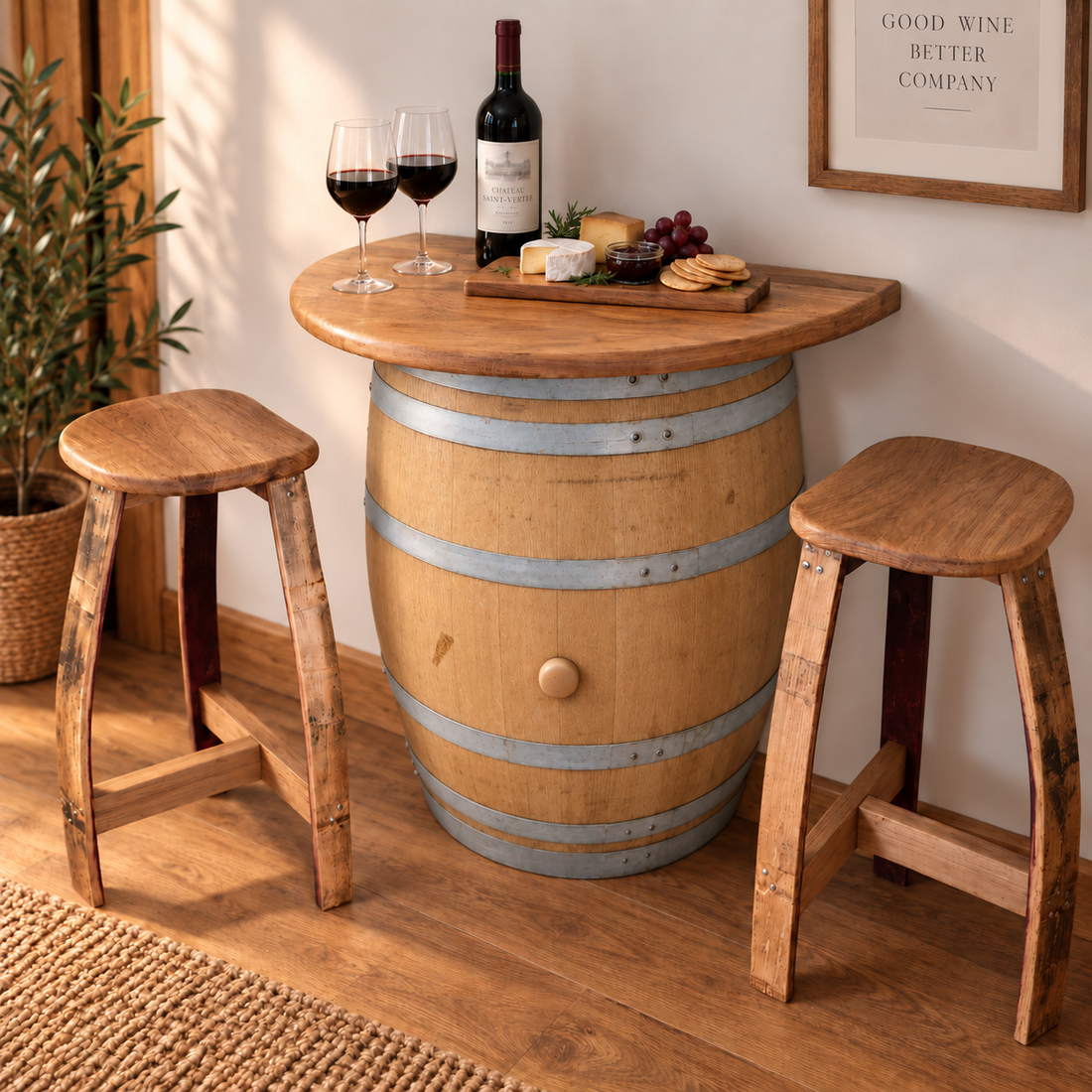 Half Wine Barrel Wall Table