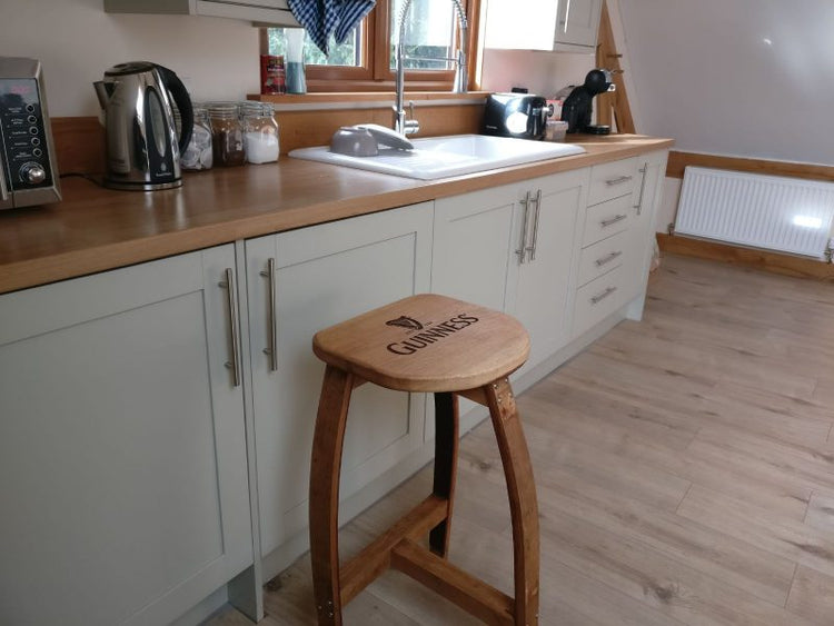 Handcrafted Oak Barrel Bar Stool