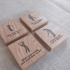 Pack of 4 Hand-Crafted Customised Oak Coasters - Laser Engraved