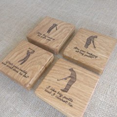 Pack of 4 Hand-Crafted Customised Oak Coasters - Laser Engraved