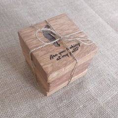 Pack of 4 Hand-Crafted Customised Oak Coasters - Laser Engraved