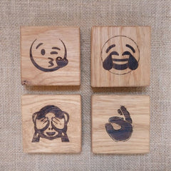 Pack of 4 Hand-Crafted Customised Oak Coasters - Laser Engraved