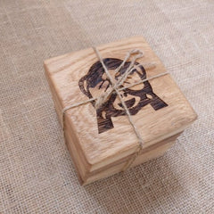 Pack of 4 Hand-Crafted Customised Oak Coasters - Laser Engraved